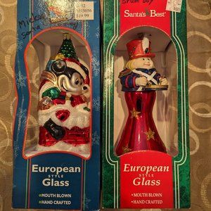 Mickey mouse Santa and Drum Boy European Style glass Ornaments
